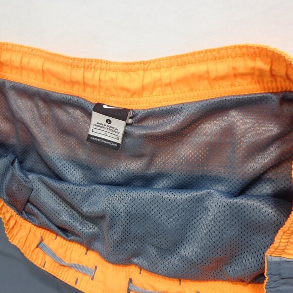Nike Men's Gray Orange Mesh Lining Drawstring Waistband Swim Trunks Shorts Sz L - Picture 6 of 9